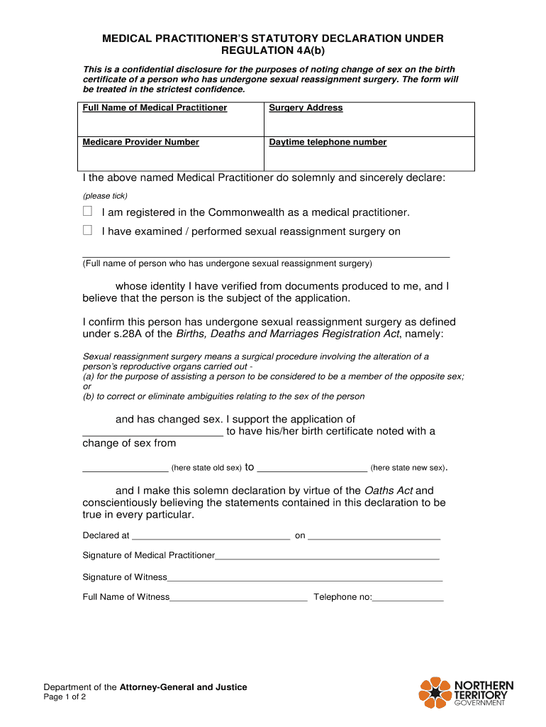 Attorney General Statutory Declaration  Form