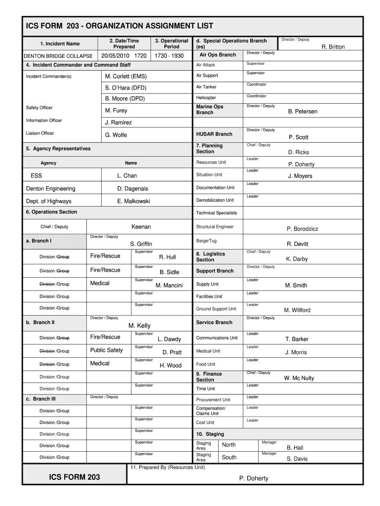 Ics 203 Sample  Form