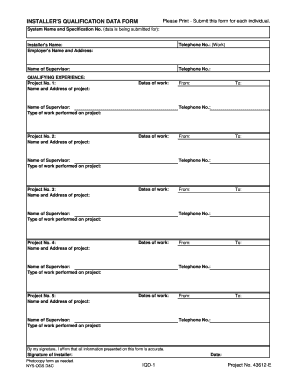 Qualification Data  Form