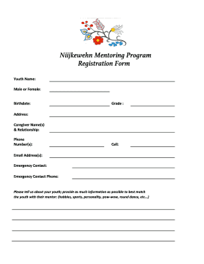Niijkewehn Mentoring Program Registration Form Cmich