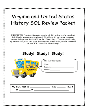 Us Va History Sol Review Packet Answer Key  Form