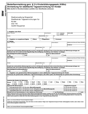 Bedarfsanmeldung Gem 3 B Kinderbildungsgesetz KiBiz Anmeldung F R St Dtische Tageseinrichtungen F R Kinder Wuppertal  Form