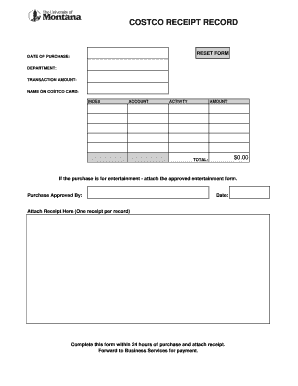 Costco Receipt Generator  Form