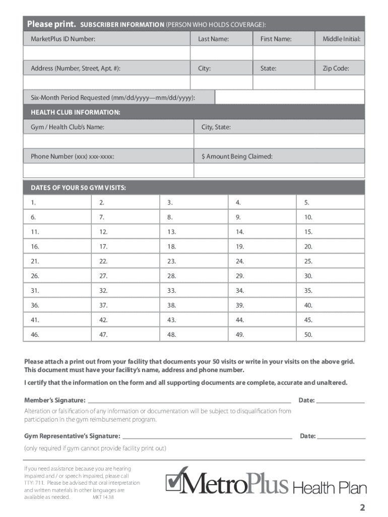 Metroplus Gym Reimbursement  Form