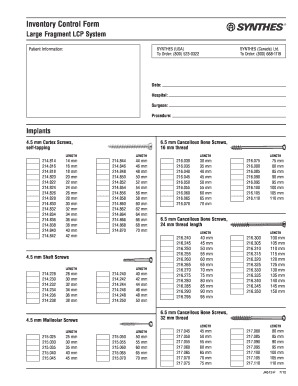  Synthes Inventory 2010-2024