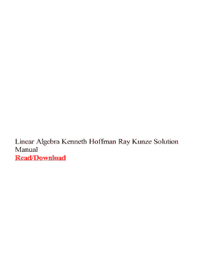 Linear Algebra Kenneth Hoffman Solutions PDF  Form