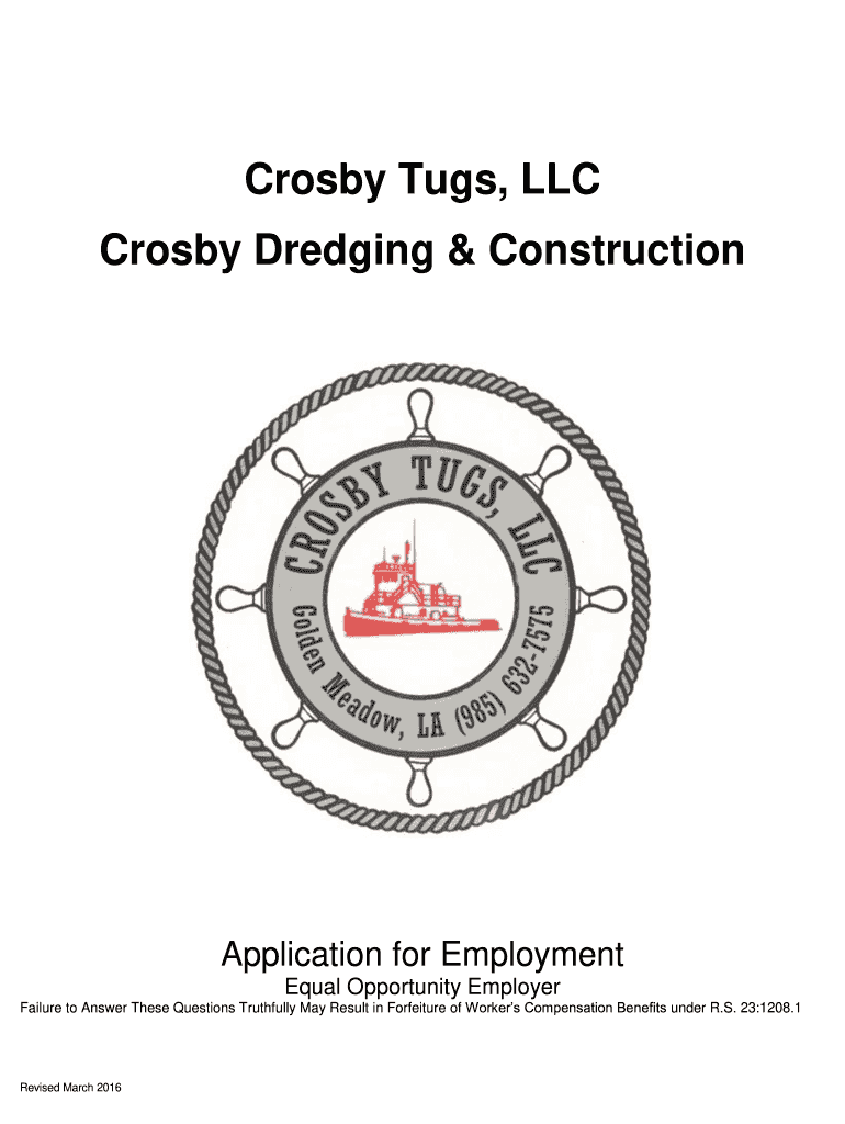  Crosby Tugs Llc Applications 2016