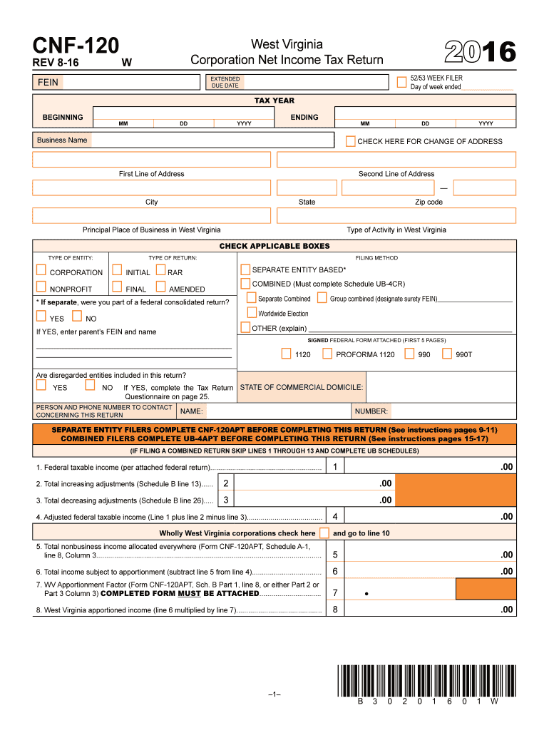  CNF 120 West Virginia  Tax Wv Gov 2016