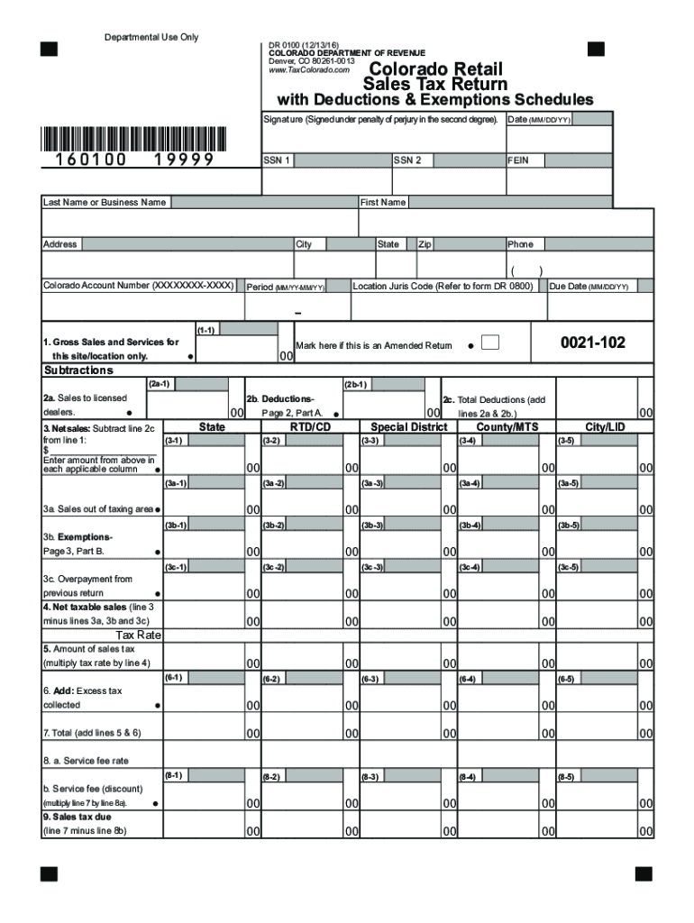  Dr 0100  Form 2016