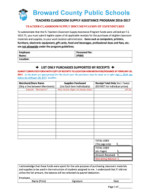  Documentation of Expenditures Broward K12 Fl 2016