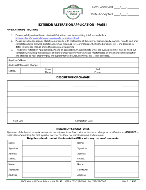 Ashburn Farm ARB Exterior Alteration Application Ashburnfarmassociation  Form