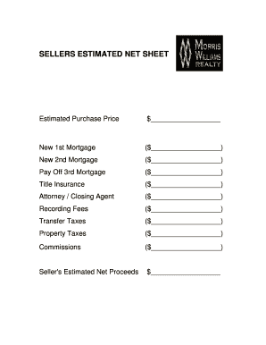 Real Estate Net Sheet Printable  Form