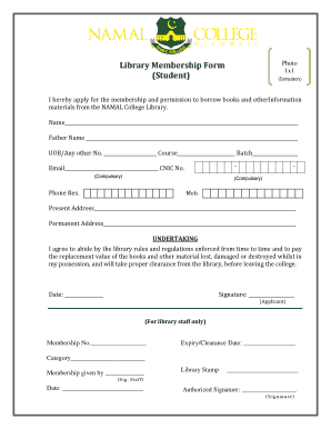 Library Admission Form
