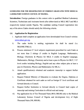 Foreign Graduate Registration Form Medical Laboratory Science