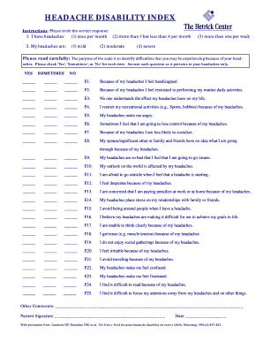 Headache Disability Index  Form