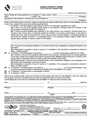 Cancellation of Listing DRS Listing Com  Form