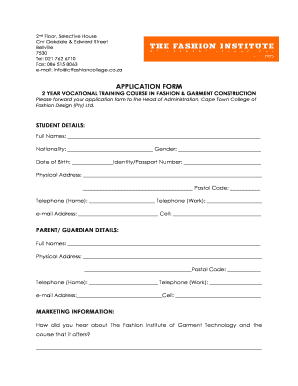 Apprentice Form for Fashion Designer