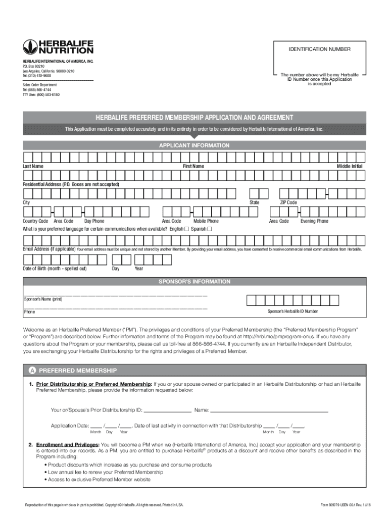 Herbalife Associate Application Form PDF
