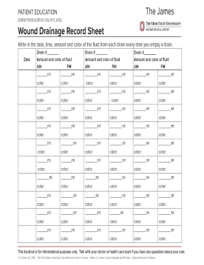 Drain Output Record Sheet  Form