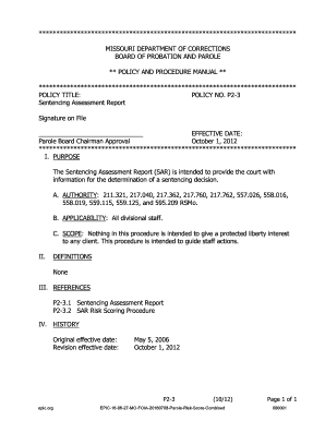 Sentencing Assessment Report Missouri  Form