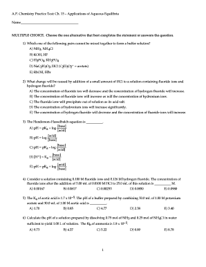 Ap Chemistry Chapter 15 Practice Test  Form