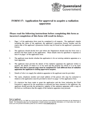 Application for Approval to Acquire a Sealed Radioactive Substance Form 17 Application Form for Approval to Acquire a Sealed Rad