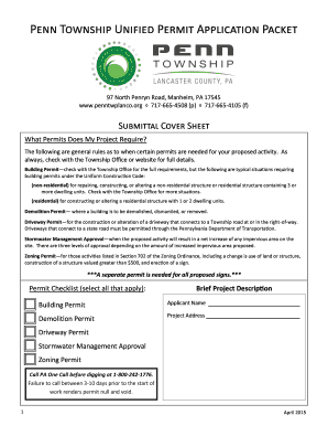 Pa Township Permit Application  Form