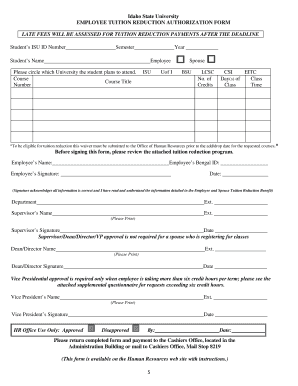 Tuition Reduction Form