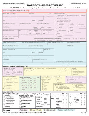  CDPH 110a All Except TB and DMV with CalREDIE Highlighting PDF Use This Form for Reporting All Conditions Except Tuberculosis an 2011