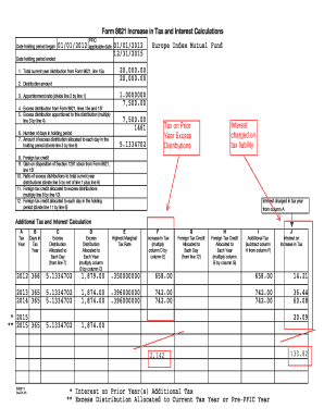 Form 8621 Increase in Tax and Interest Calculations