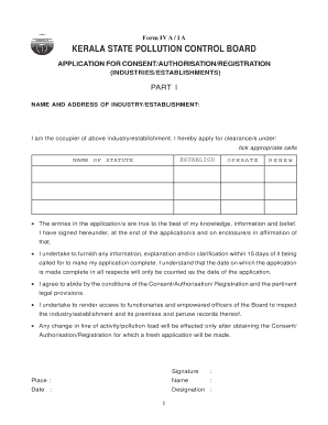 Form 4 Pollution Control Board Kerala