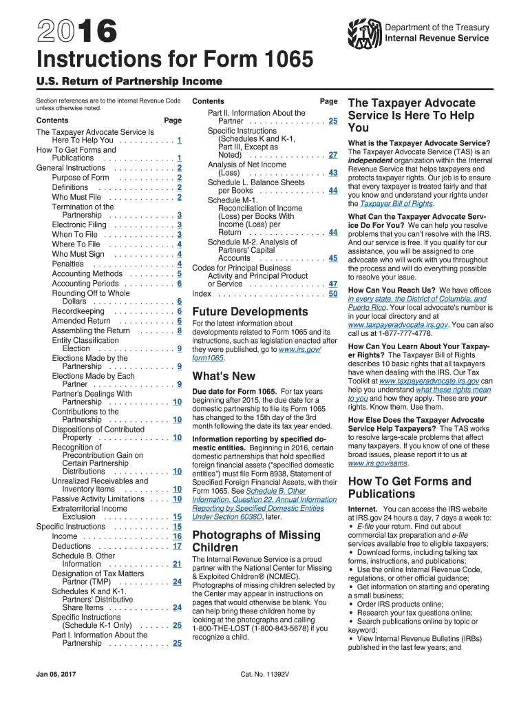  Form 1065 Instructions 2016