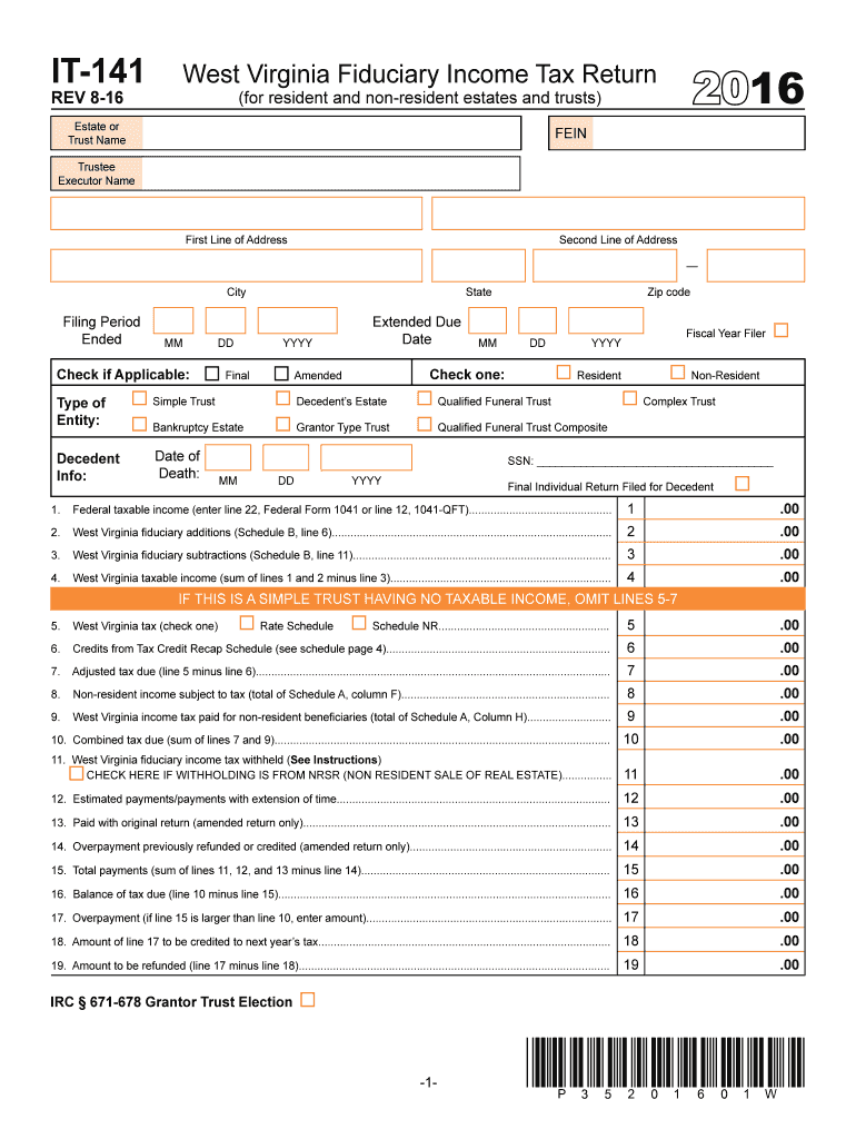  Wv it 141  Form 2016