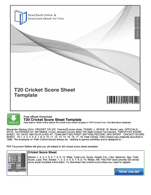 T20 Cricket Score Sheet Excel Format Download