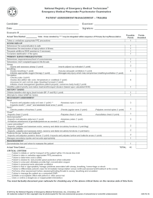 Nremt Medical Assessment Sheet  Form