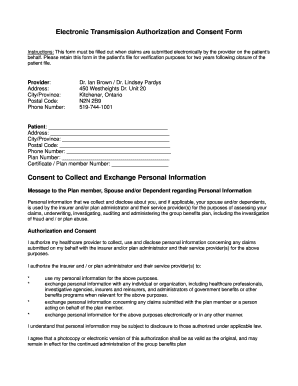 Electronic Transmission Authorization and Consent Form