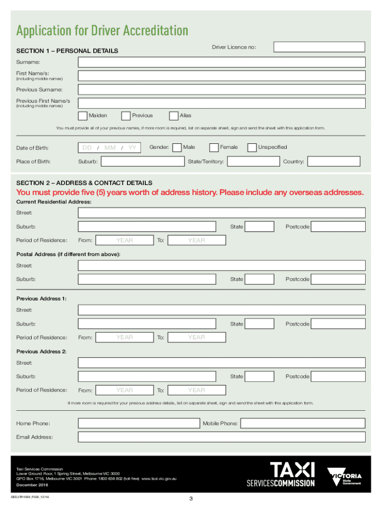 Driver Accreditation  Form