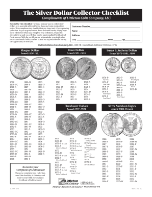 Morgan Dollar Checklist  Form