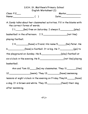 Primary 2 English Exercise PDF  Form