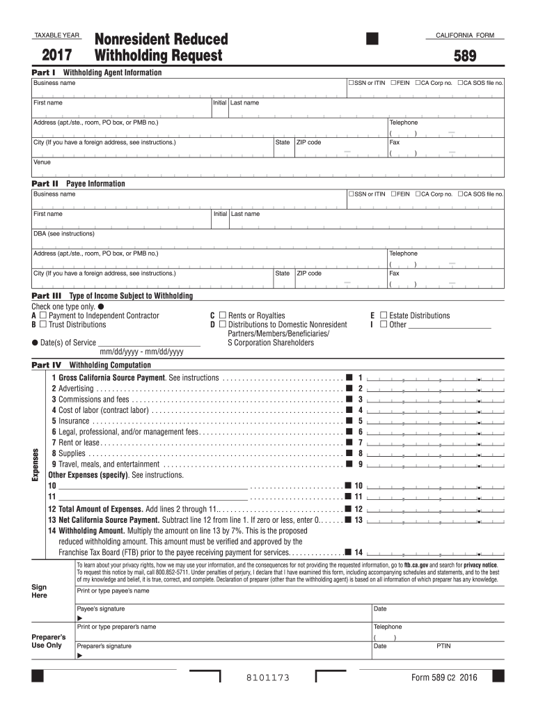  California Form 589 2017