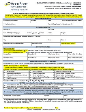 Novasom Sleep Study Form