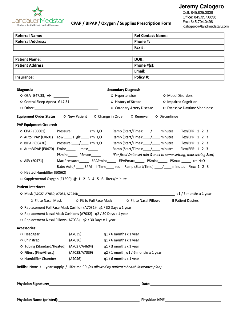 Cpap Order  Form