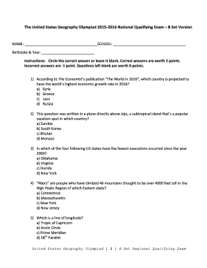 Geography Olympiad Questions  Form