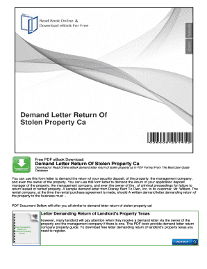 Demand Letter for Return of Stolen Property  Form