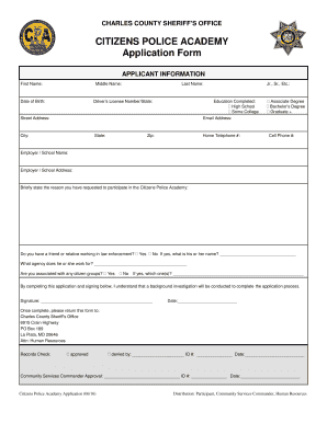 Police Academy Form