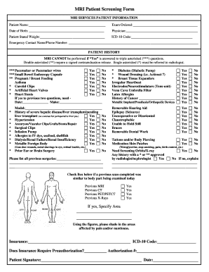 Mri Screening Forms