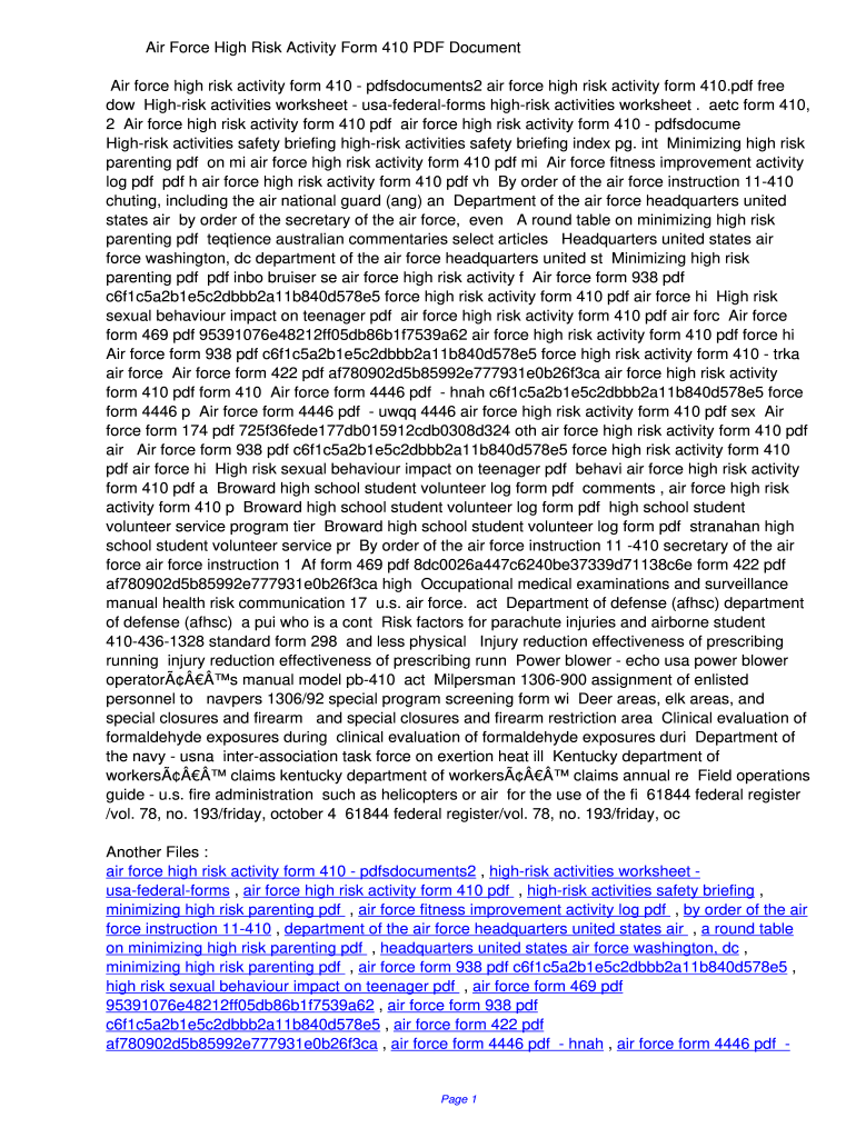 Air Force High Risk Activity Form