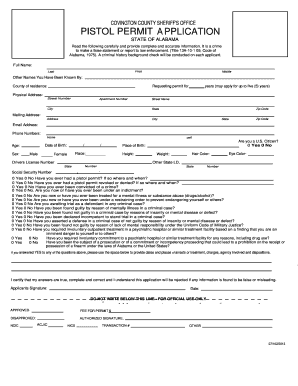 Alabama Pistol Permit County  Form