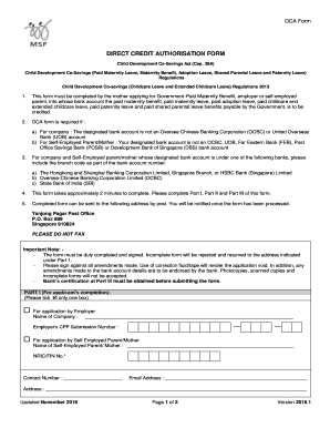 Direct Credit Authorisation DCA Form ECitizen Ecitizen Gov