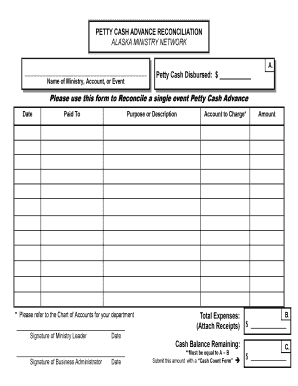 Petty Cash Reconciliation  Form